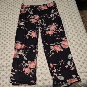 Floral Women's Pants - Black and Pink